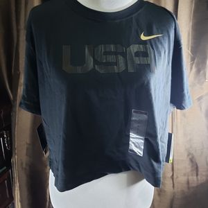 Women's Nike Black Team USA Olympic Crop Top T-Shi